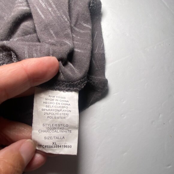 Womens Gray Scoop Neck Top W/ Lace & Button Detail on Sleeves Charcoal - Picture 5 of 5